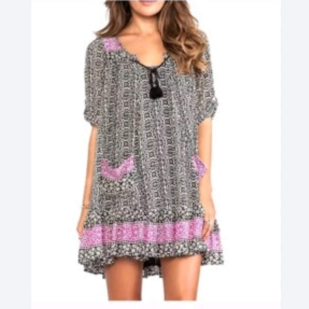 Free People Penny Lane Babydoll
Tunic Dress Boho Print Chiffon Pockets Size L - Picture 2 of 12